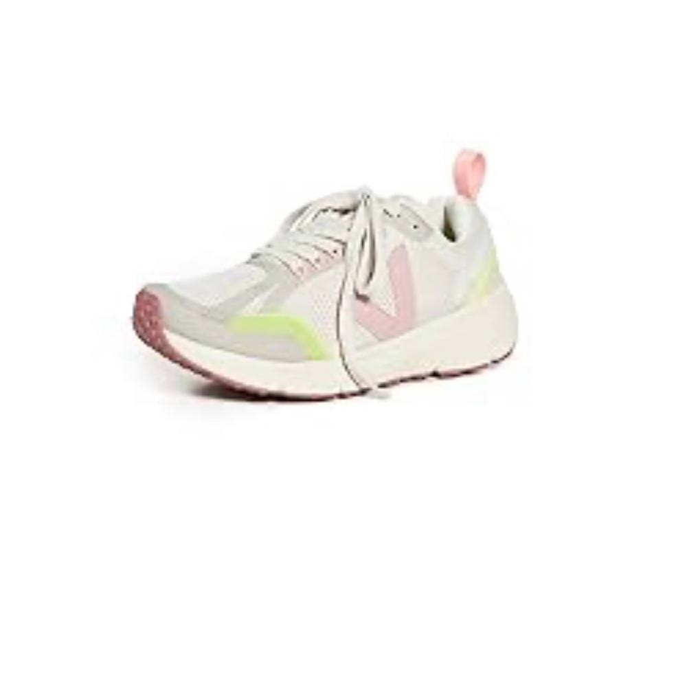 Veja White and Pink Sneakers